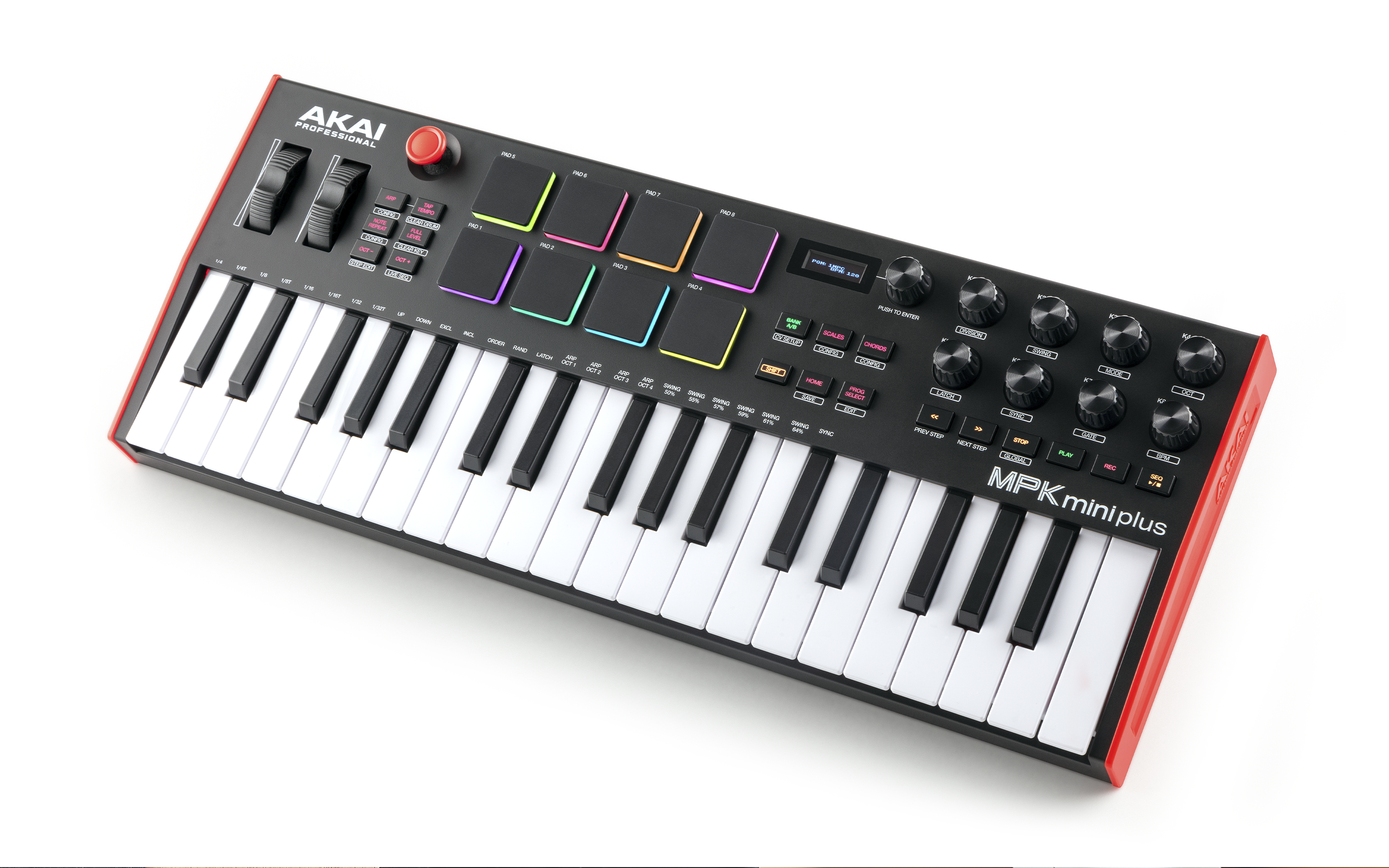 AKAI Professional MPK Mini Plus - Clavier MIDI USB à 37 touches avec huit  pads MPC RGB, molettes et logiciel de production pour PC et Mac 37 Touches  - Noir : 